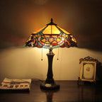 RADIANCE Goods Tiffany-Style Victorian 2 Light Dark Bronze Table Lamp 16" Wide