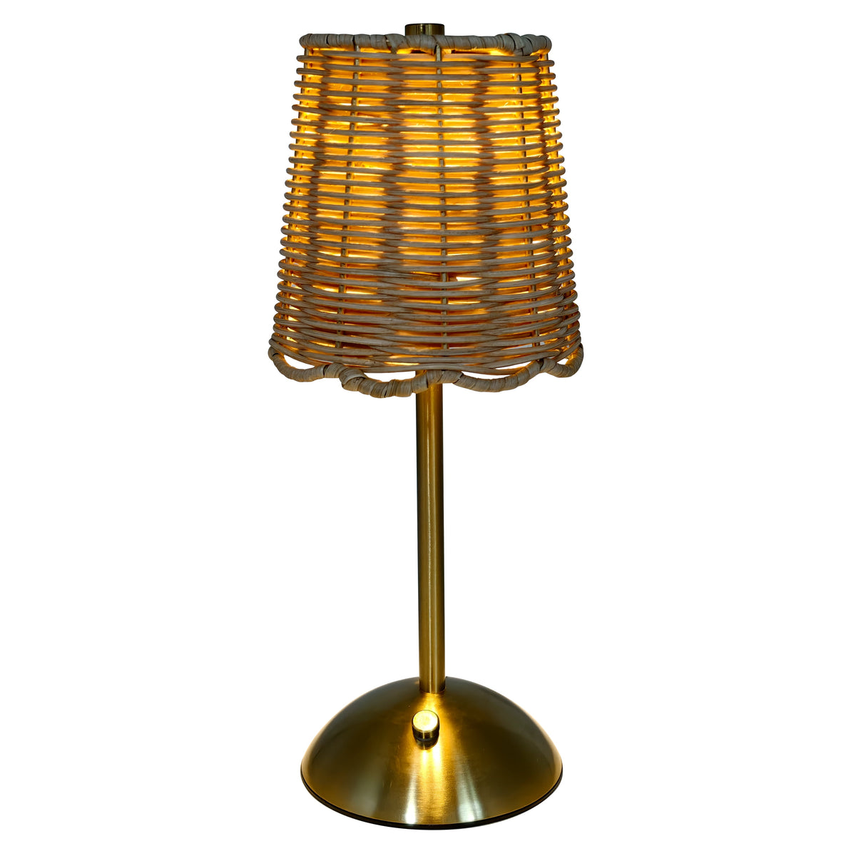 Cozylumi™ Cordless Indoor Rattan and Gold Colored Table Lamp with Touch Switch/Dimmer