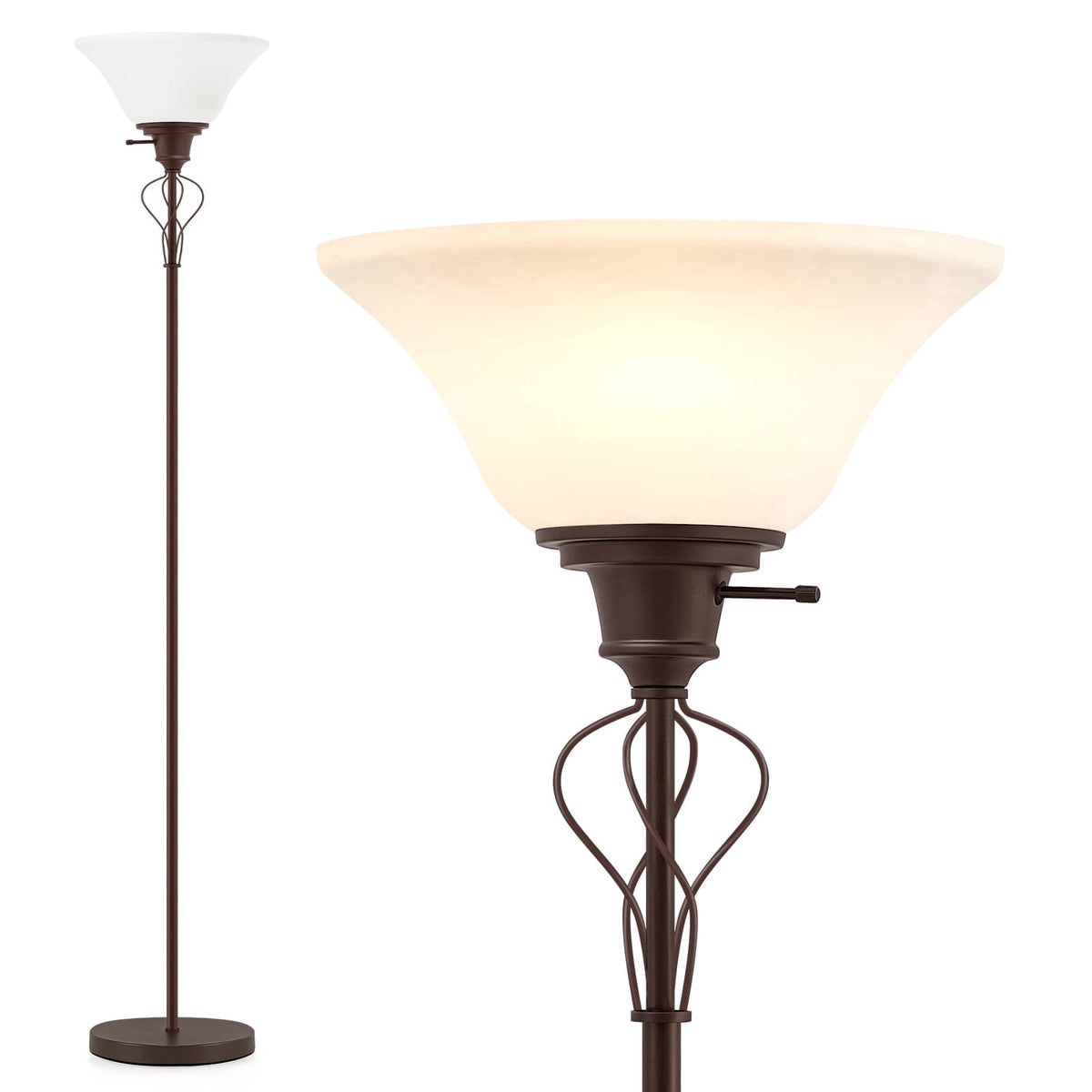 Vellune™ Floor Lamp for Living Room,70in Black Standing Lamps with Sturdy Metal Base