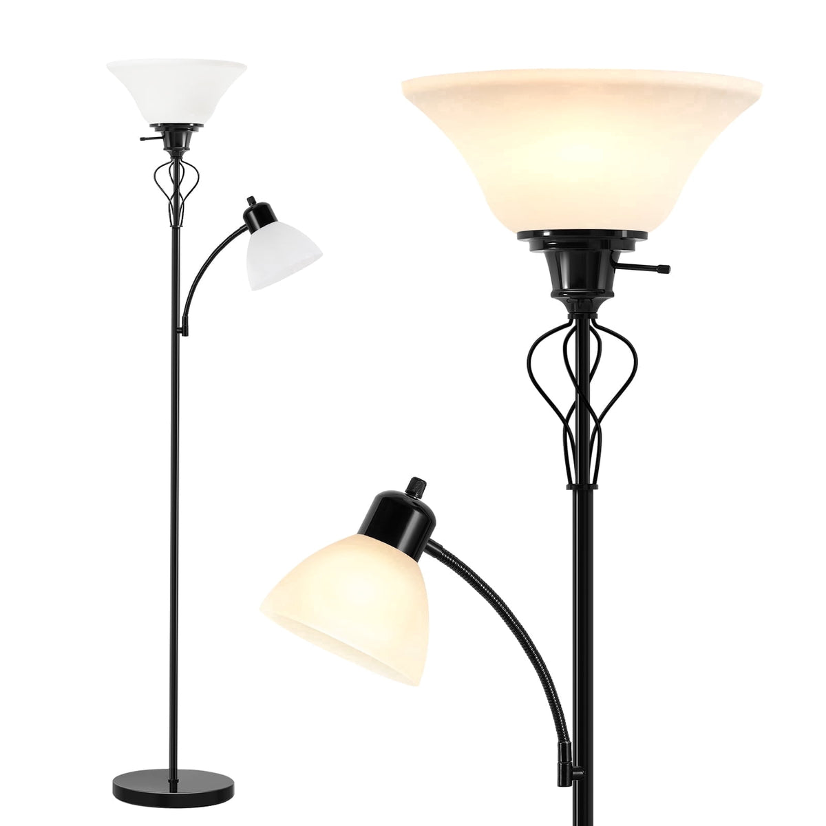 Vellune™ Floor Lamp for Living Room,70in Black Standing Lamps with Sturdy Metal Base